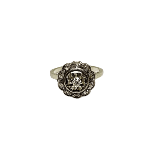 Bague 60 Bague marguerite en or gris 750 et diamants 58 Facettes