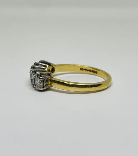 Bague 55 Bague en or jaune 750, 5 diamants 1,15 ct 58 Facettes