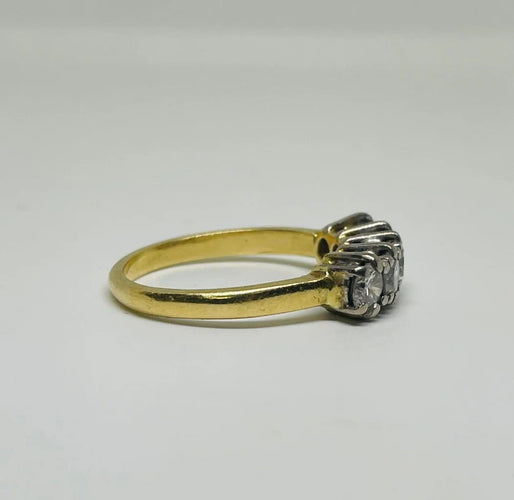 Bague 55 Bague en or jaune 750, 5 diamants 1,15 ct 58 Facettes