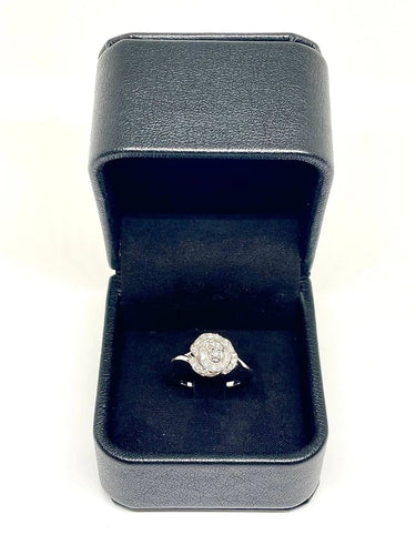 Bague 60 Bague rose en or blanc 750 sertie de diamants 58 Facettes