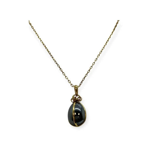 Pendentif Pendentif œuf en or jaune 18k et hématite 58 Facettes 330089592