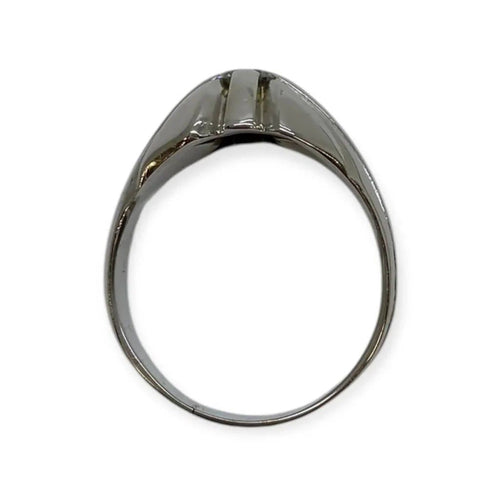 Bague 63 Chevalière en or blanc 585 et diamant 58 Facettes 330086803