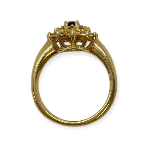 Bague 54 Bague marguerite en or jaune 18K avec saphir et diamants 58 Facettes 330090012