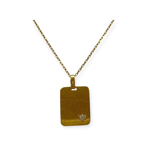 Pendentif Pendentif plaque en or jaune 750/1000 et diamant rond 0,05 ct 58 Facettes 330089746