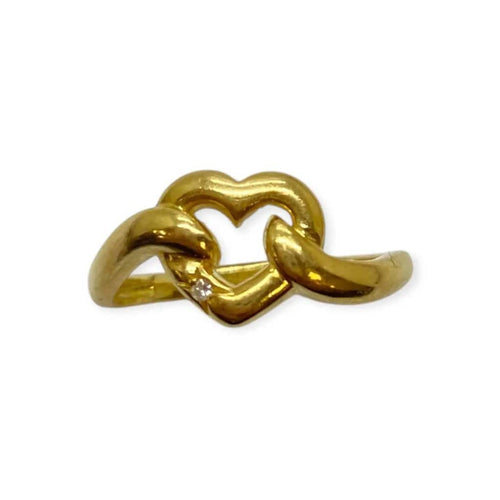 Bague 58 Bague cœur entrelacé en or jaune 18k et diamant 58 Facettes 330091922