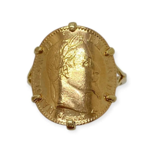 Bague 59 Bague Napoléon III « Tête laurée » en or jaune 58 Facettes 330088371