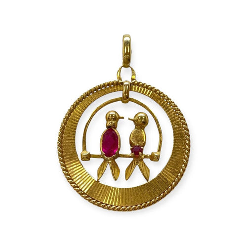 Pendentif Inséparables - Pendentif en or jaune 750 et rubis 58 Facettes 330089291