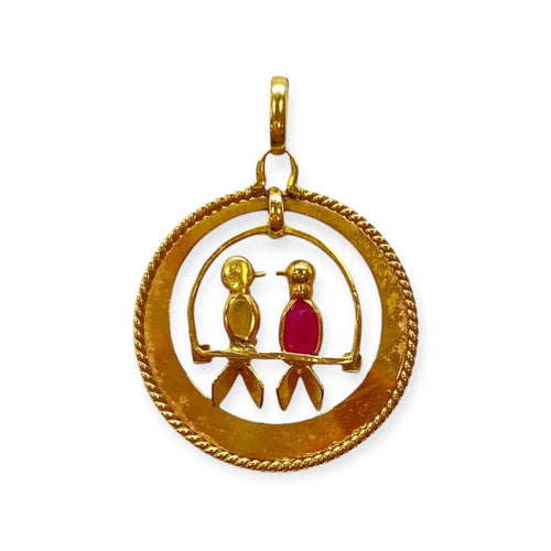 Pendentif Inséparables - Pendentif en or jaune 750 et rubis 58 Facettes 330089291