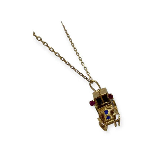 Pendentif Pendentif voiture vintage en or jaune 750 avec rubis 58 Facettes 330088743