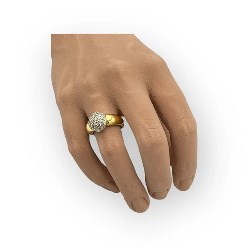 Bague 56 Bague boule pavée en or blanc et or jaune 18K avec diamants 58 Facettes 149063866
