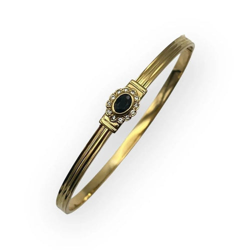 Bracelet Bracelet jonc ovale ouvrant en or jaune 750, saphir et diamants 58 Facettes 149066023