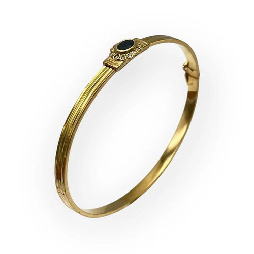 Bracelet Bracelet jonc ovale ouvrant en or jaune 750, saphir et diamants 58 Facettes 149066023