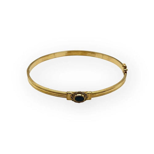 Bracelet Bracelet jonc ovale ouvrant en or jaune 750, saphir et diamants 58 Facettes 149066023