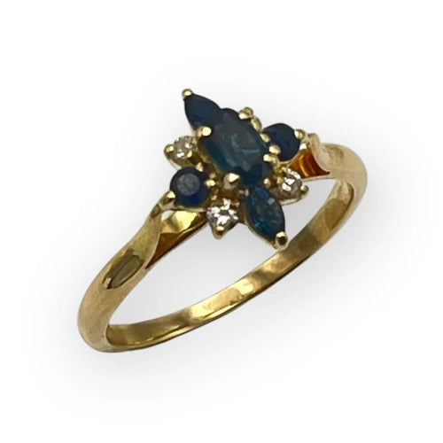 Bague 55 Bague marguerite en or jaune 750, saphirs et diamants 58 Facettes 149066025