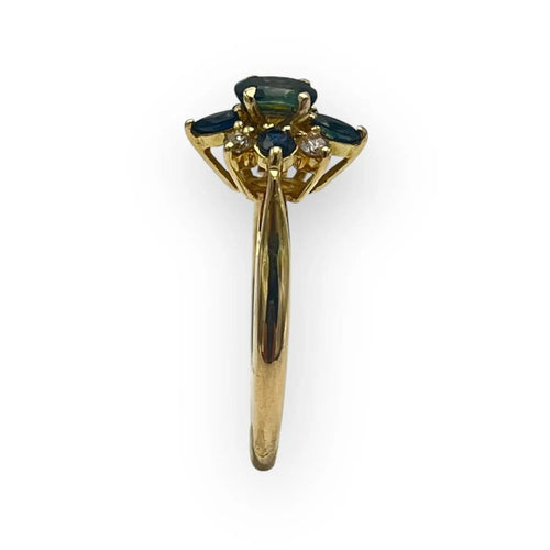 Bague 55 Bague marguerite en or jaune 750, saphirs et diamants 58 Facettes 149066025