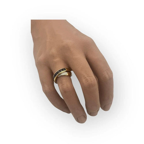 Bague 52 Bague croisée en or blanc et or jaune 18K, saphirs et diamants 58 Facettes 149058507