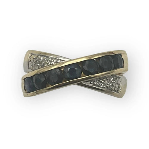 Bague 52 Bague croisée en or blanc et or jaune 18K, saphirs et diamants 58 Facettes 149058507