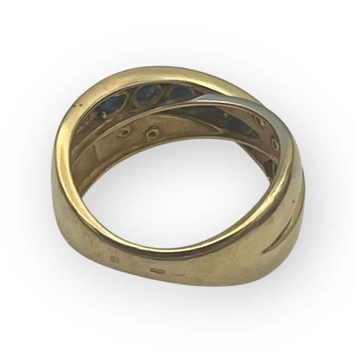 Bague 52 Bague croisée en or blanc et or jaune 18K, saphirs et diamants 58 Facettes 149058507