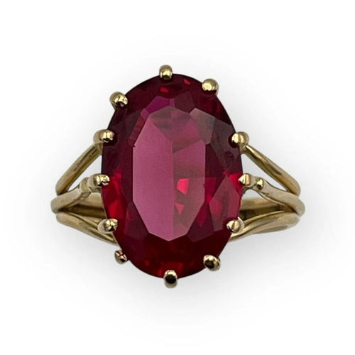 Bague 53 Bague en or jaune 18K avec pierre rouge 58 Facettes 149058569