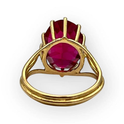 Bague 53 Bague en or jaune 18K avec pierre rouge 58 Facettes 149058569