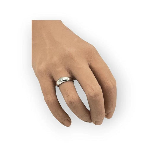 Bague 51 Bague jonc anglaise en or blanc 18K avec diamant 0,16 ct 58 Facettes 149061011