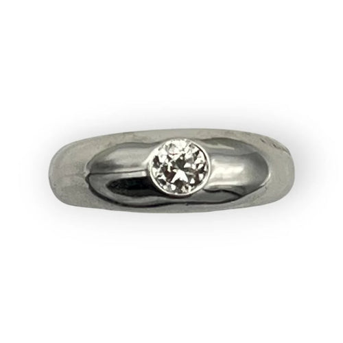 Bague 51 Bague jonc anglaise en or blanc 18K avec diamant 0,16 ct 58 Facettes 149061011
