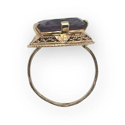Bague 51 Bague vintage en or jaune 14K avec améthyste 58 Facettes 149062582