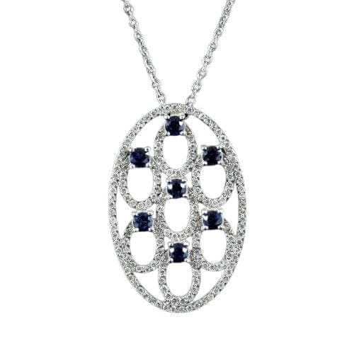 Pendentif Pendentif en or blanc avec diamants et saphirs 58 Facettes R755