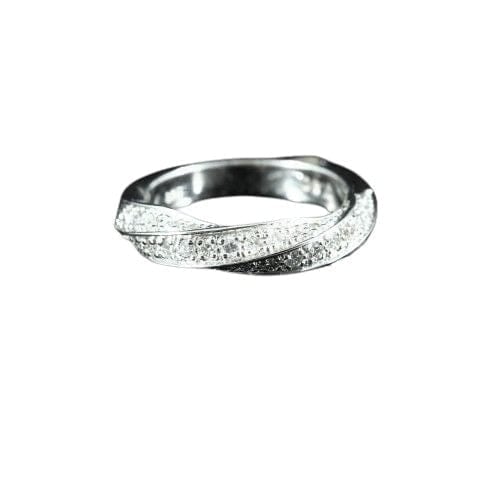 Bague 51 Bague torsadée en or blanc sertie de diamants 0,60 ct 58 Facettes R106