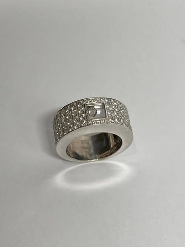 Bague 53 Chopard Happy Diamonds - Bague en or blanc 18 carats et diamants 58 Facettes