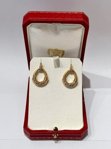 Boucles d'oreilles Cartier - Boucles d’oreilles pendantes en or jaune 18 carats et diamants 58 Facettes
