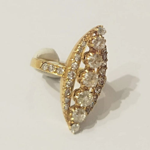Bague 52 Bague navette en or jaune et diamants taille ancienne 58 Facettes