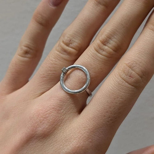 Bague 49 Bague en or blanc 18 carats avec diamant taille brillant 58 Facettes