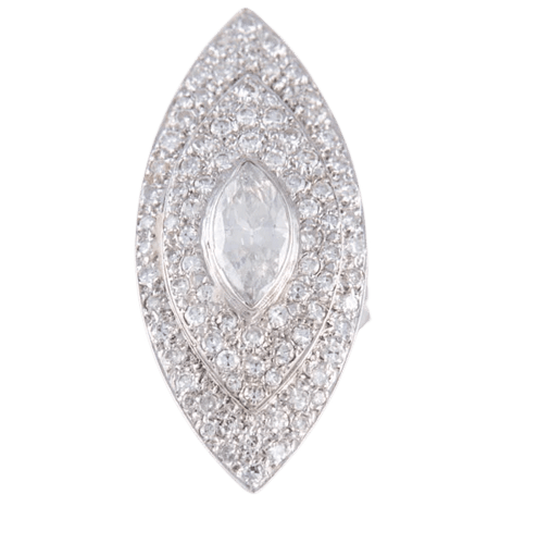 Bague 56 Bague marquise navette en or blanc 18 ct et diamants 58 Facettes HS20833