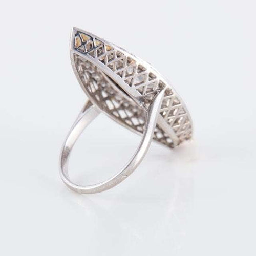 Bague 56 Bague marquise navette en or blanc 18 ct et diamants 58 Facettes HS20833