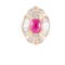 Bague 46 Bague style jupe en or jaune 18 ct, rubis cabochon et diamants 58 Facettes HS20852