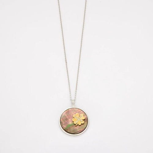 Pendentif Pendentif en or gris 18K avec nacre et diamants 58 Facettes HS2417