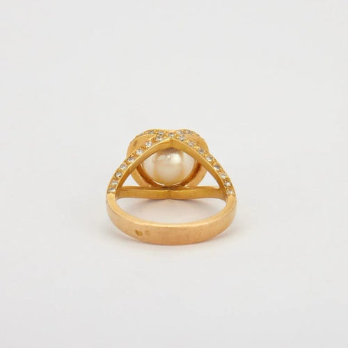 Bague 54 Bague perle de culture et diamants en or jaune 18K 58 Facettes HS20599