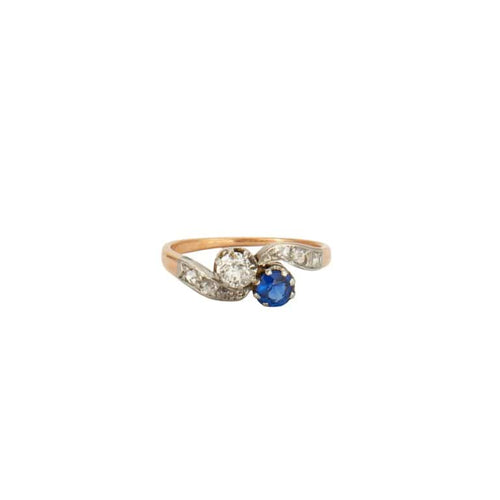 Bague 54 Bague Toi et Moi en or gris 18K/platine avec saphir et diamants 58 Facettes HS5517