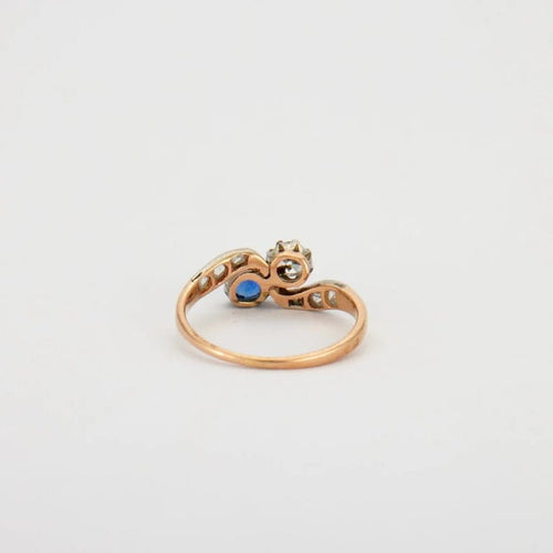 Bague 54 Bague Toi et Moi en or gris 18K/platine avec saphir et diamants 58 Facettes HS5517