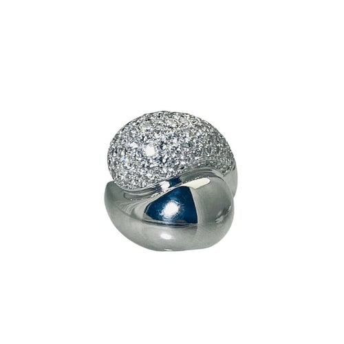 Bague 52 Bague pavée de diamants en or blanc 18 carats 58 Facettes