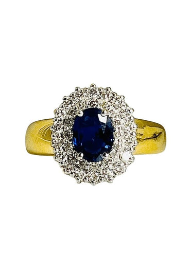 Bague 60 Bague saphir et diamants en or jaune 18 carats 58 Facettes f81lp23