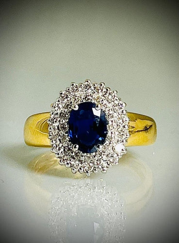 Bague 60 Bague saphir et diamants en or jaune 18 carats 58 Facettes f81lp23