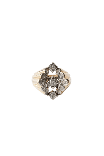 Bague 51.5 Bague fleur à godrons en or jaune 18K et platine, diamants 58 Facettes SQ1786707