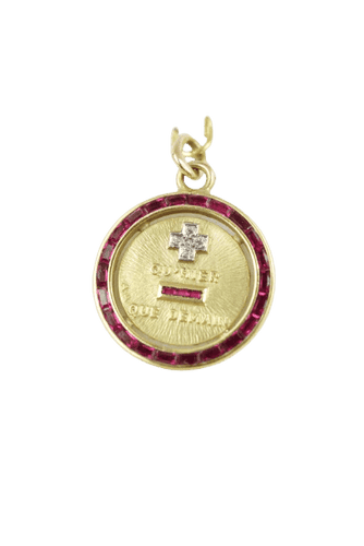 Pendentif Augis - Médaille en or jaune 18 carats rubis et diamants 58 Facettes SQ9946706