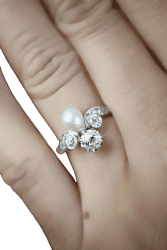 Bague 52 Bague duchesse en or rose 18 carats, diamants et perle 58 Facettes SQ7932658