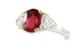 Bague 54 Bague en or gris avec rubis Siam et diamants trapèze 58 Facettes 227176