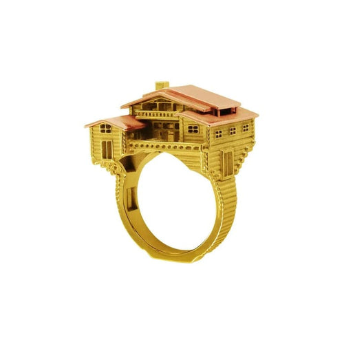 Bague 53 Philippe Tournaire Architecture - Bague Chalet en or jaune 58 Facettes 123577.02