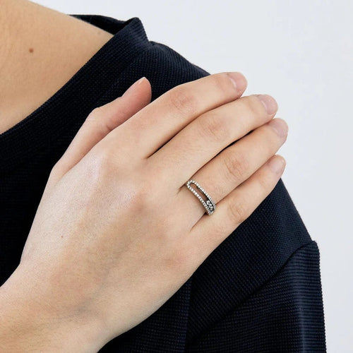 Bague 53 Messika Move Pavé - Bague en or blanc 18 carats et diamants 58 Facettes LODV014452