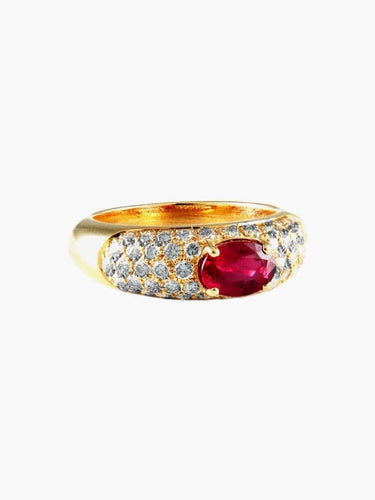 Bague 52 Boucheron - Bague en or jaune 750 au rubis et diamants 58 Facettes